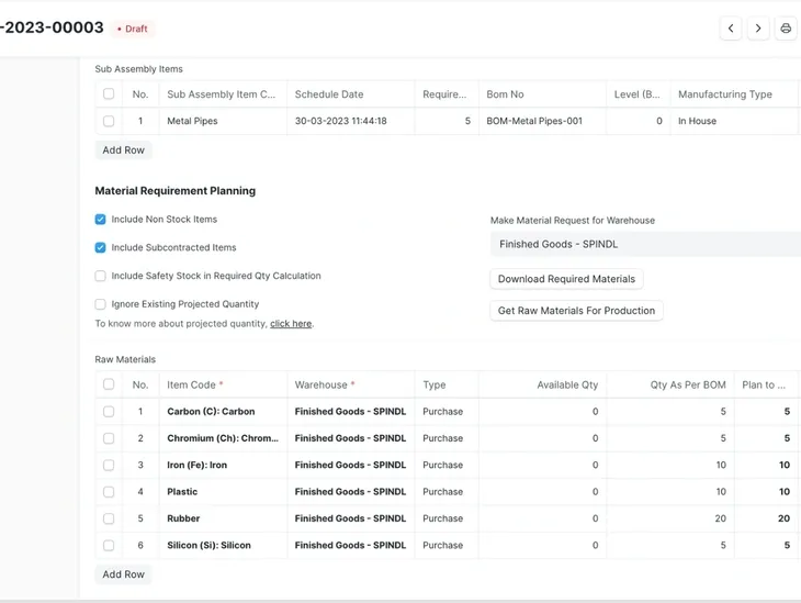 Material resource planning